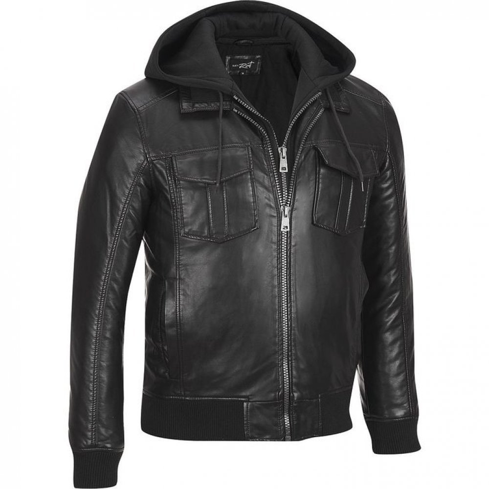 Black Leather Jacket For Men : Black Rivet Bomber Jacket ...